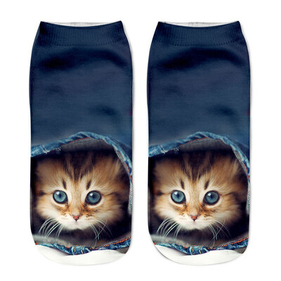 

1 Pair Funny Unisex Short 3D Cat Printed Anklet Casual Socks