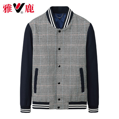 

Yalu mens casual jacket woolen coat male business collar wool coat 18582012 gray black 180