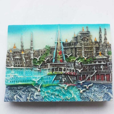 

1Pcs New Turkey Travel Souvenir Fridge Magnets Handmade Resin Istanbul Buildings Refrigerator Magnetic Stickers Home Decor