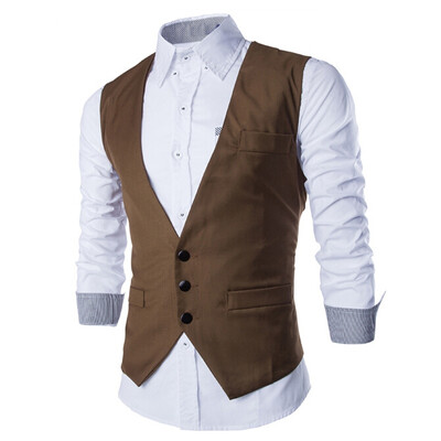

Zogaa Mens Vest Korean Simple Single-breasted Slim