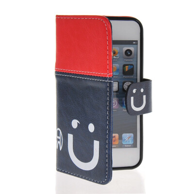 

MOONCASE Leather Side Flip Wallet Card Slot Pouch Stand Shell Back Case Cover for Apple iPhone 5 5S Red Blue