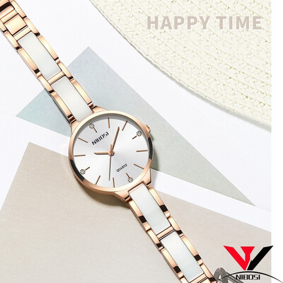 

NIBOSI Women Watches Top Brand Luxury Ceramics Watch Band Fashion Dress Ladies Watches Waterproof Simple Style Relogio Feminino