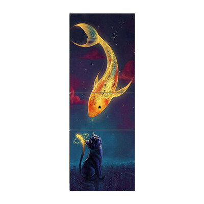 

UpperX 3D Wall Art Sticker PVC Decal Self Adhesive Door Fridge DIY Mural 60x150CM Cat Fish