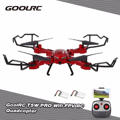 

GoolRC T5W PRO 24G 4CH 720P HD Camera Wifi FPV Foldable RC Quadcopter Selfie Drone One-key Return Altitude Hold Two Battery