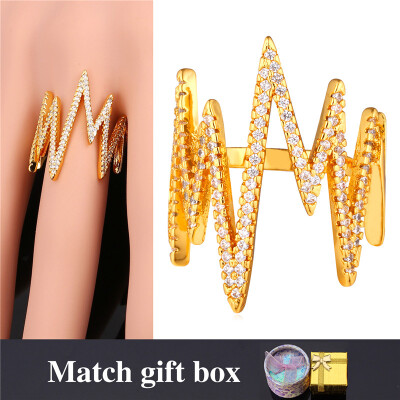 

U7 Big Rings For Women 2016 Fashion Jewelry 18K Gold/Platinum Plated Zirconia Unique Zirconia Cocktail Adjustable Ring