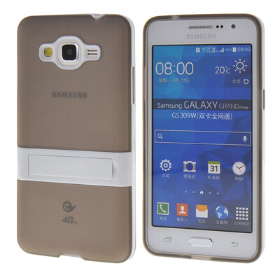 

MOONCASE Желе Цвет силиконовый гель ТПУ Тонкий с подставкой обложка чехол для Samsung Galaxy Grand Prime G5308 Серый
