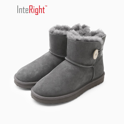 

INTERIGHT fur one warm snow boots fashion button womens boots gray 235 yards