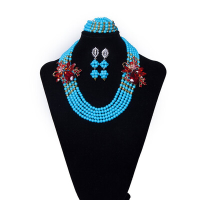 

Royal Womens Crystal Jewelry Nigerian Wedding Beads African Jewelry Sets Bridal Handmade Beaded Necklace Free Shipping