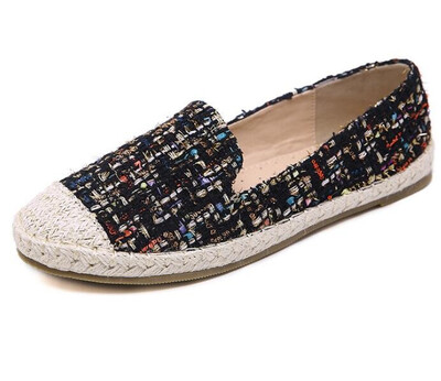 

women ballet flat shoes slip on loafers weave round toe espadrilles work outdoor walking casual shoes