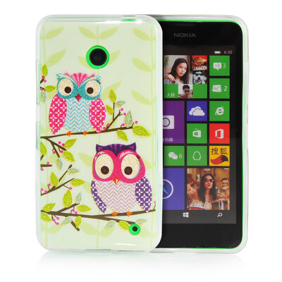 

MOONCASE Cute Owl Soft Flexible Silicone Gel TPU Skin Shell Back ЧЕХОЛ ДЛЯ Nokia lumia 630