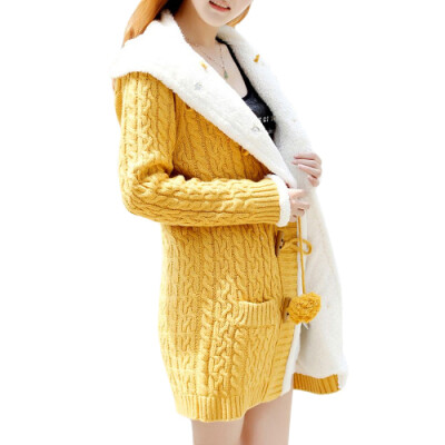 

CT&HF Women Winter Casual Cardigan Hooded Sweater Coat