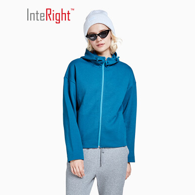 

INTERIGHT Sweater Womens Stretch Sports Casual Hooded Jacket in Gray L