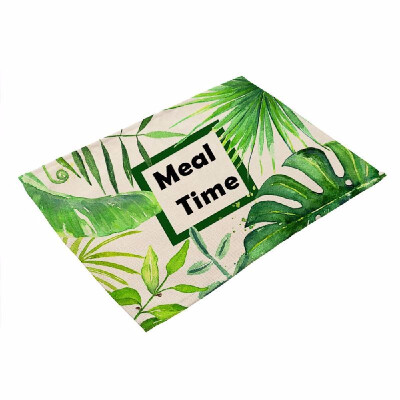 

Green Plant Printed Polyester Placemat Heat resistant Stain resistant Anti slip Table Mat Bowl Coaster Dining Tableware Pad for Di