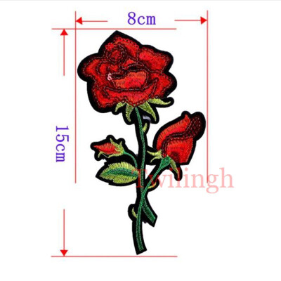 

1 Piece Plum Blossom Flower Patches Iron on 3D Embroidered Patch Red Rose Applique Sew On DIY Repair Accessories Clothes Patches