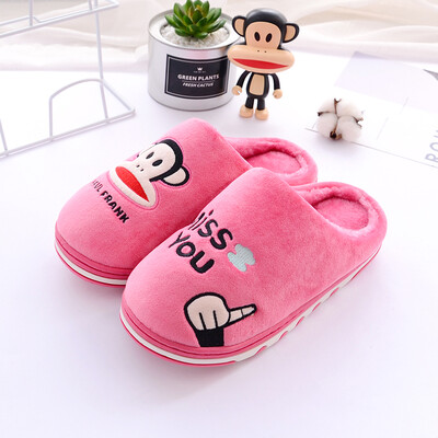 

PaulFrank big mouth monkey men&women couple models home leisure thick bottom warm cotton slippers women PF634 rose red 250 suitable for 3637 feet