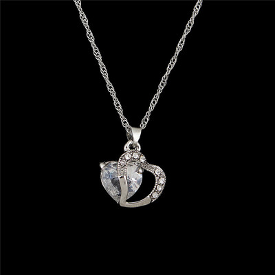 

Fashion Womens Purple Gemstone Chain Crystal Heart Necklace Pendant Jewelry Gift