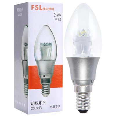 

Foshan lighting FSL LED tip bubble crystal lamp energy saving bubble 3W transparent E14 small mouth light color 6500K Pearl silver