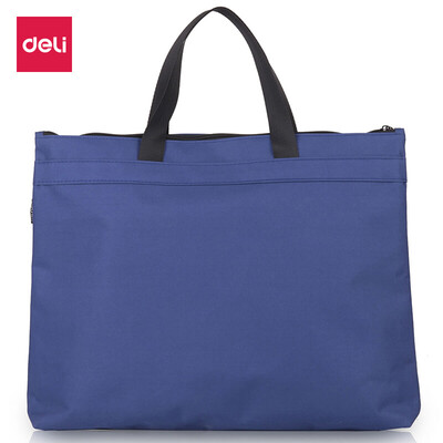 

Deli deli double-layer portable business bag file bag bottom widened large-capacity computer conference bag blue 5845