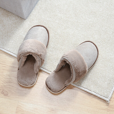 

Baicaoyuan couple autumn&winter cotton slippers thickening fur indoor slippers home warm cotton slippers men khaki 43-44
