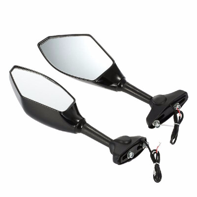 

Pair of Universal Motorcycle Rearview Mirror Motorbike Side View Mirrors with LED Turn Signal Light for Honda Yamaha