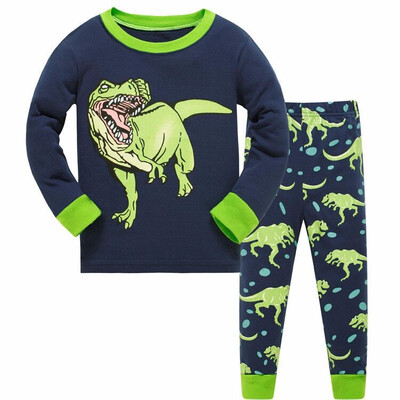 

Boys clothes pajamas set Cartoon dinosa sleepwear Top pants 4 colors pyjamas