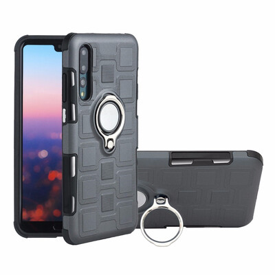 

SHS Phone Case For Huawei P20P20 ProP20 LiteNove 3E Luxury Armor Ring Bracket Silicon TPU Lattice texture Protection