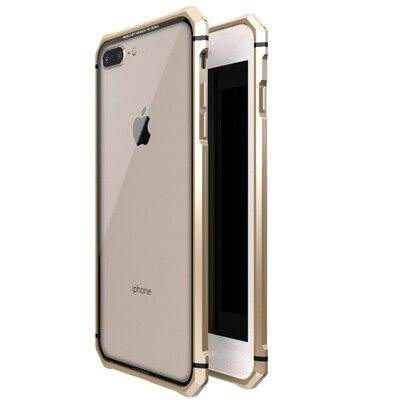 

Original LUPHIE Phone Case For iPhone 7 8 Plus Metal Aluminum Frame 9H Tempered Glass Back Cover Shockproof Case