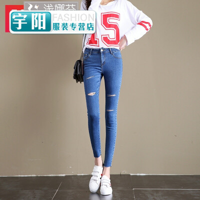 

Black jeans female points spring&autumn 2018 new Korean version of the tight-fitting small-edged hair pen pants