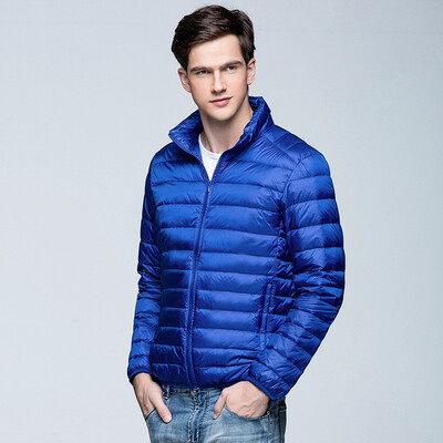 

male light thin short Down Jackets male Stand collar Loose coat Outdoor sport Run Hiking wading