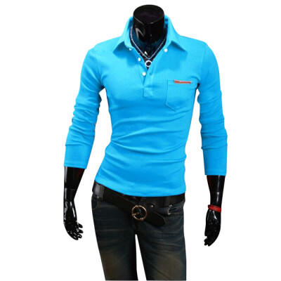 

Zogaa New Men's Polo Shirt Lapel Pocket Leather Standard Design