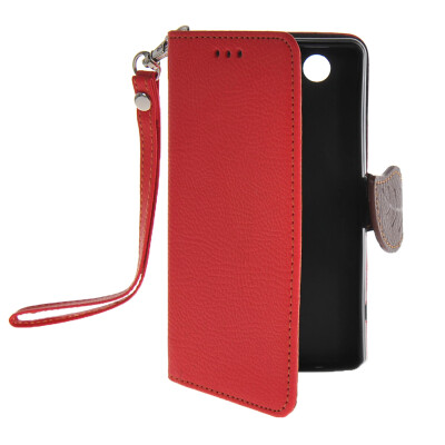 

MOONCASE Litch Skin Leather Wallet Card Holder Pouch with Kickstand Case Cover for Sony Xperia Z3 Compact ( Z3 Mini ) Red