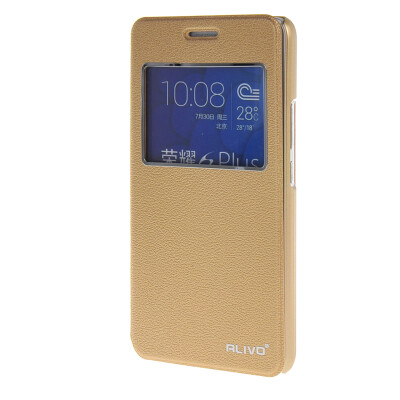 

MOONCASE ЧЕХОЛ ДЛЯ Huawei Honor 6 Plus Slim View Window Leather Flip Bracket Back Cover Gold