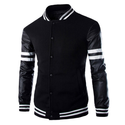 

Zogaa Autumn And Winter New Mens Jacket Leather Sleeve Splice Printing Casual