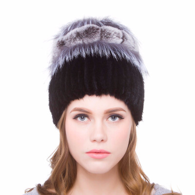 

Winter Warm Fashion Mink Fur Hat Rex Rabbit Hair Ball Fox Fur Decoration Natural Fur Handmade Sewing 2018 New Discount Women hat