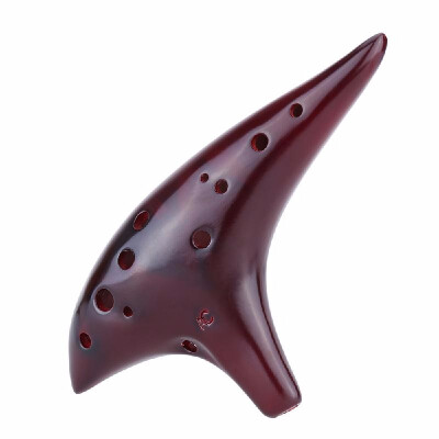 

12 Holes Ceramic Ocarina Flute Alto C Smoked Burn Submarine Style Musical Instrument with Music Score for Music Lover&Beginner