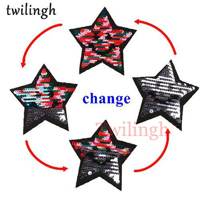 

twilingh 1pc Red Lip&Love Letter Reversible Change Color Sequins Patches DIY