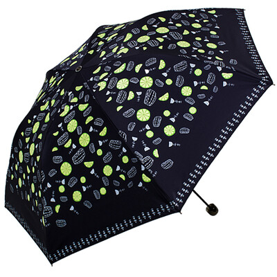 

Jingdong Supermarket Paradise umbrella UPF50 all shade black rubber silk screen fruit three fold mushroom pencil sunny umbrella umbrella blue green 30074ELCJ