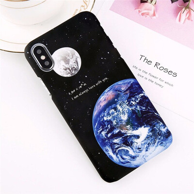 

Phone Case For iPhone 7 8 6 6S Plus X Mount Fuji Cases Moon Stars Pattern Matte Hard PC