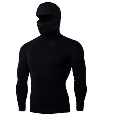 

New Winter Mens Ninja Suit Kung Fu Shirt Long Sleeved T-shirt Evil Mask T-shirt