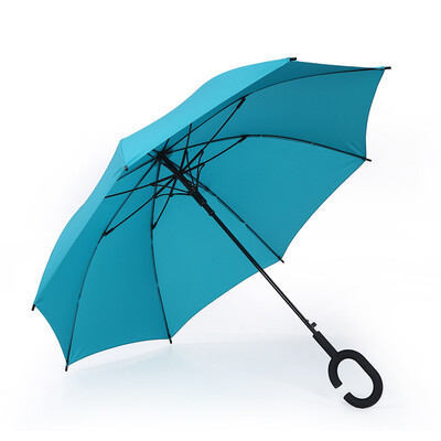 

OboltsC type handle umbrella rain&rain dual-use umbrella hands-free long handle solid color double umbrella lake blue