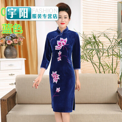 

Kee Spring cheongsam gowns even dress middle-aged mother dress long section improved in seven sleeve large size wedding dresses