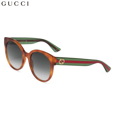 

GUCCI Gucci eyewear sunglasses female retro round frame contrast color sunglasses classic red&green temples GG0035S-003 Havana frame gradient lens 54mm