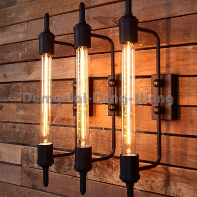 

Modern long strip edison bulb led wall sconce with power outlet