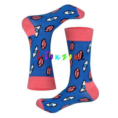 

LIONZONE 2018 Happy Socks Men Women Lovers Colorful Flower Leaf Robot Rabbit Style Combed Cotton Socks Hip-Hop Funny Gift