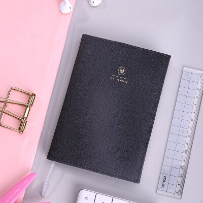 

Deli deli leather simple solid color hand book notebook cute travel plan this black SZ603