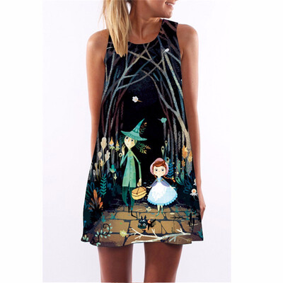 

Chiffon Summer Dress Floral Print Boho Dresses For Women Casual Beach Sleeveless Sundress