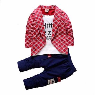 

Baby Boys Cotton Clothes Plaid Suits Spring Autumn Toddler Sets Children T-shirt Pants 2PcsSets kids Tracksuits