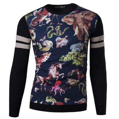 

Zogaa New Men's Knitwear Patchwork Printing