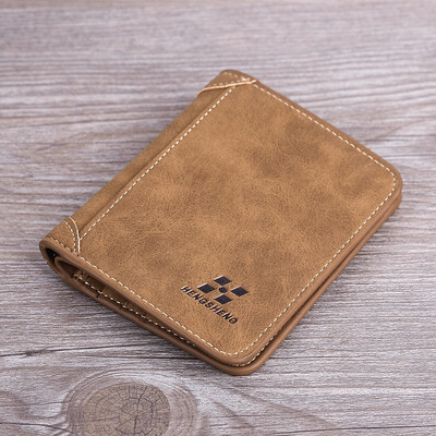 

Mens wallet short frosted skin vintage seventy percent off vertical wallet young European&American Wind pack