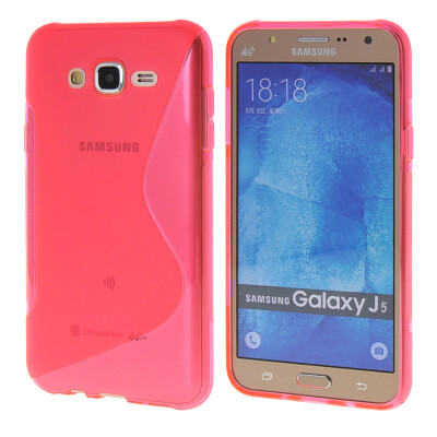 

MOONCASE Galsxy J5 Case  - Line Flexible Durable Silicone Gel TPU Skin Slim Case Cover for Samsung Galsxy J5 Hot pink